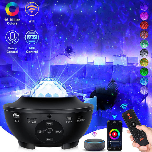 Galaxy Projector Star Light Projector for Bedroom Star Projector Night Light with Alexa Google Home Galaxy 360 Pro Projector with Bluetooth Music Speaker Ocean Wave Projector for Baby Kids Home Docor