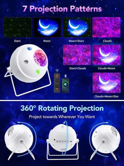 Galaxy Projector Starlight Projector Moon Projector, 48 Light Modes+Rotating Star Projector Galaxy Lights for Bedroom, Bluetooth Music Night Sky Light Projector,Sart Projector for Kids Gifts