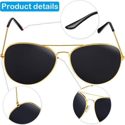 2 Pieces Playing Cosplay Includes Earpiece Earplugs Acoustic Tube Headset and Sunglasses (Gold Glasses Frame)
