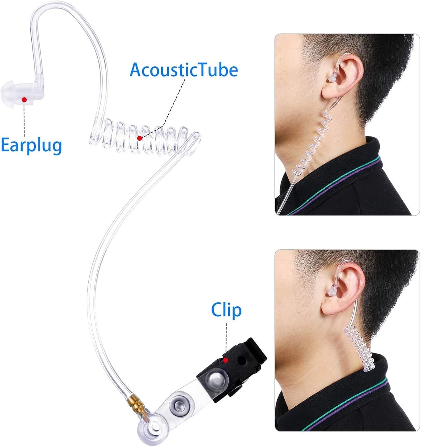 2 Pieces Playing Cosplay Includes Earpiece Earplugs Acoustic Tube Headset and Sunglasses (Gold Glasses Frame)