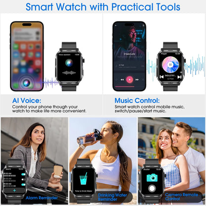 Smart Watch , H5 IP68 Waterproof Smartwatch for Women Men , Smart Watch with Bluetooth Call, Answer Make Calls , Black