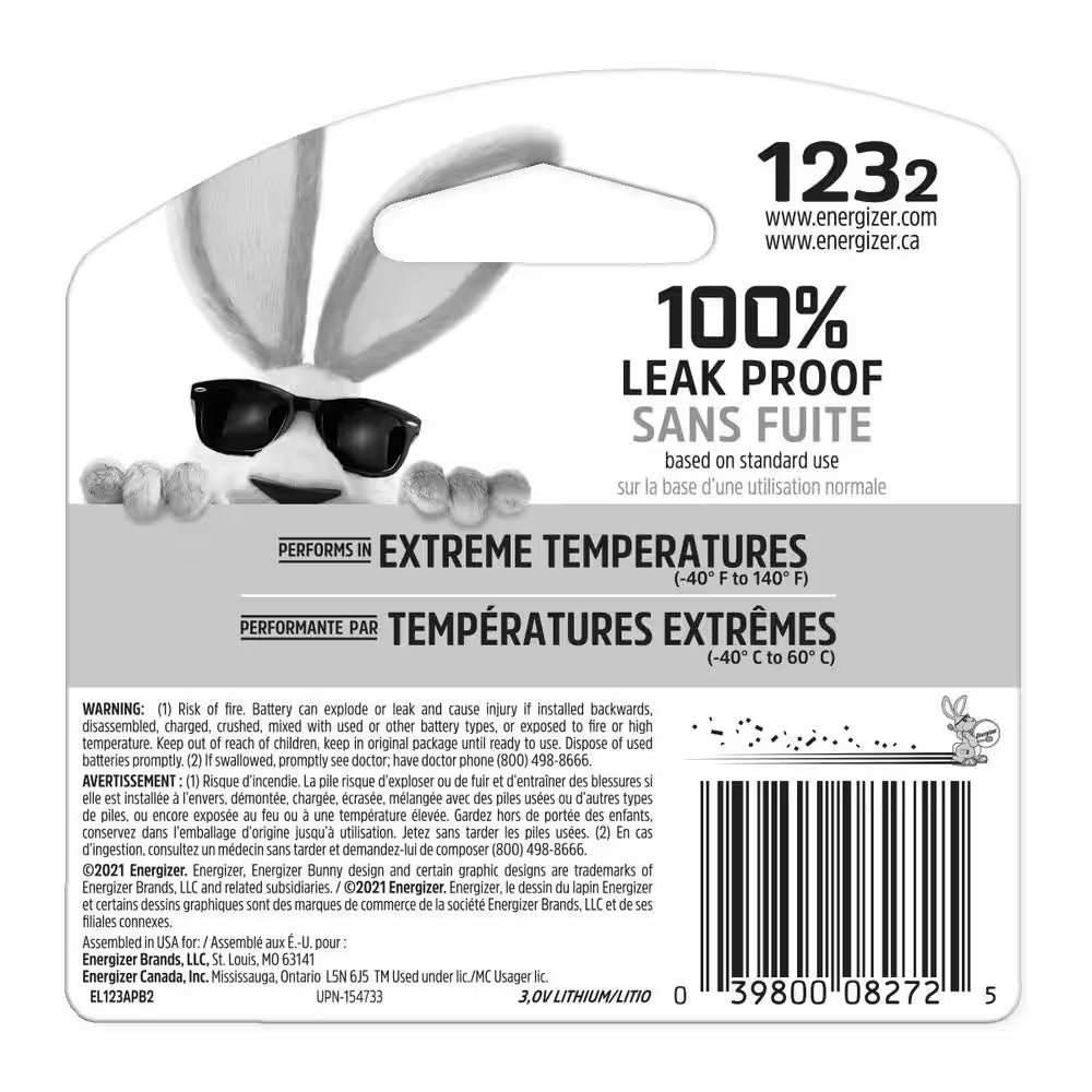 123 Lithium Batteries (2-Pack), 3V Photo Batteries