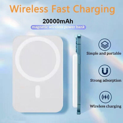 20000Mah Power Bank Magnetic Batterypack Wireless Charger for Iphone 15/14/13/12