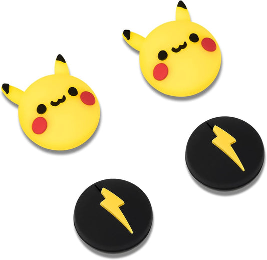 Thumb Grip Caps Compatible with Switch & Lite & OLED, Cute Joystick Caps Soft Silicone Protective Stick Cover 3D Analog 4PCS Grip Buttons for Joy Con Console Controller - Pikachu and Flash