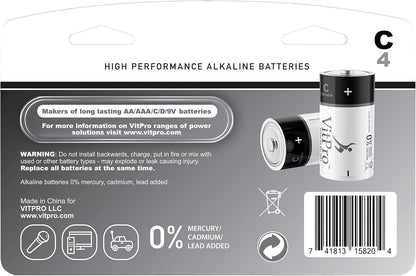 C Batteries | All-Purpose Alkaline Batteries | 1.5V Everyday High Performance Batteries | C Cell Batteries (4 Pack)