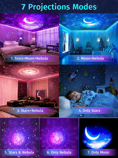 Galaxy Projector Starlight Projector Moon Projector, 48 Light Modes+Rotating Star Projector Galaxy Lights for Bedroom, Bluetooth Music Night Sky Light Projector,Sart Projector for Kids Gifts