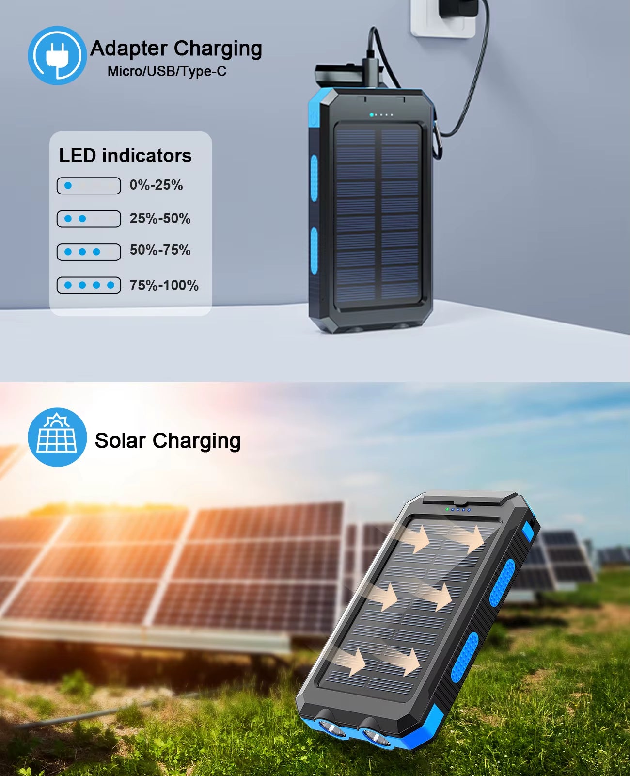 Waterproof Outdoor Solar Power Bank 38800Mah Dual USB Travel Outdoor Solar Mobile Phone Charger Solar Powerbanks for Camping