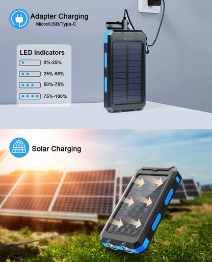 Waterproof Outdoor Solar Power Bank 38800Mah Dual USB Travel Outdoor Solar Mobile Phone Charger Solar Powerbanks for Camping