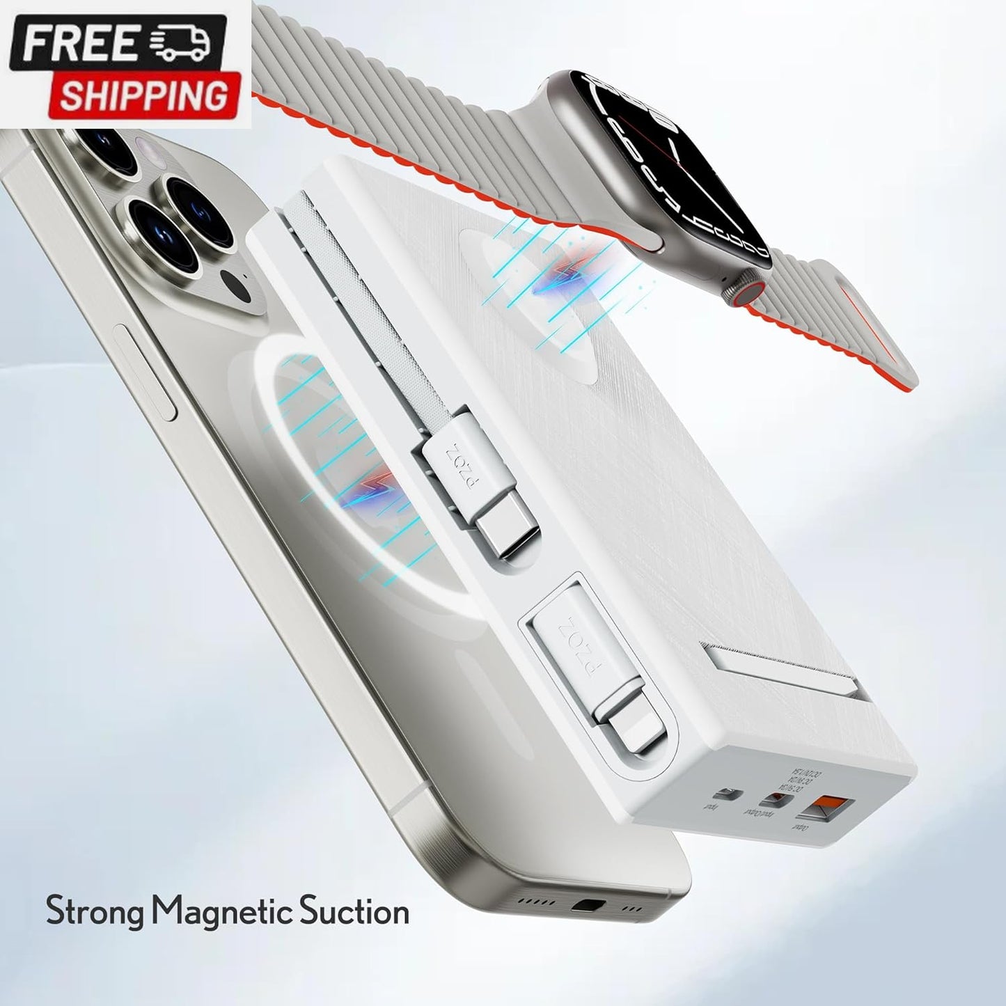 Pzoz 10000Mah Portable Magnetic Wireless Magsafe Power Bank Powerbank Battery Pa