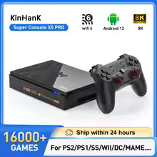 Kinhank Super Console X5 PRO Retro Video Game Consoles Plug and Play 4T with 16000 Games for PS2/WII/SS/DC/N64/MAME