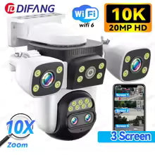 10K Security Protection WiFi6 Camera Outdoor Three Screen 20MP CCTV External IP Cam 10X Zoom 8K 15MP Video Surveillance Camera