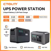 CTOLITY 2400W Portable Power Station 2048Wh Lifepo4 1000W Solar Generator AC Outlets Powerful Power Bank Energy Storage Supply