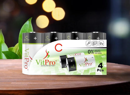 C Batteries | All-Purpose Alkaline Batteries | 1.5V Everyday High Performance Batteries | C Cell Batteries (4 Pack)