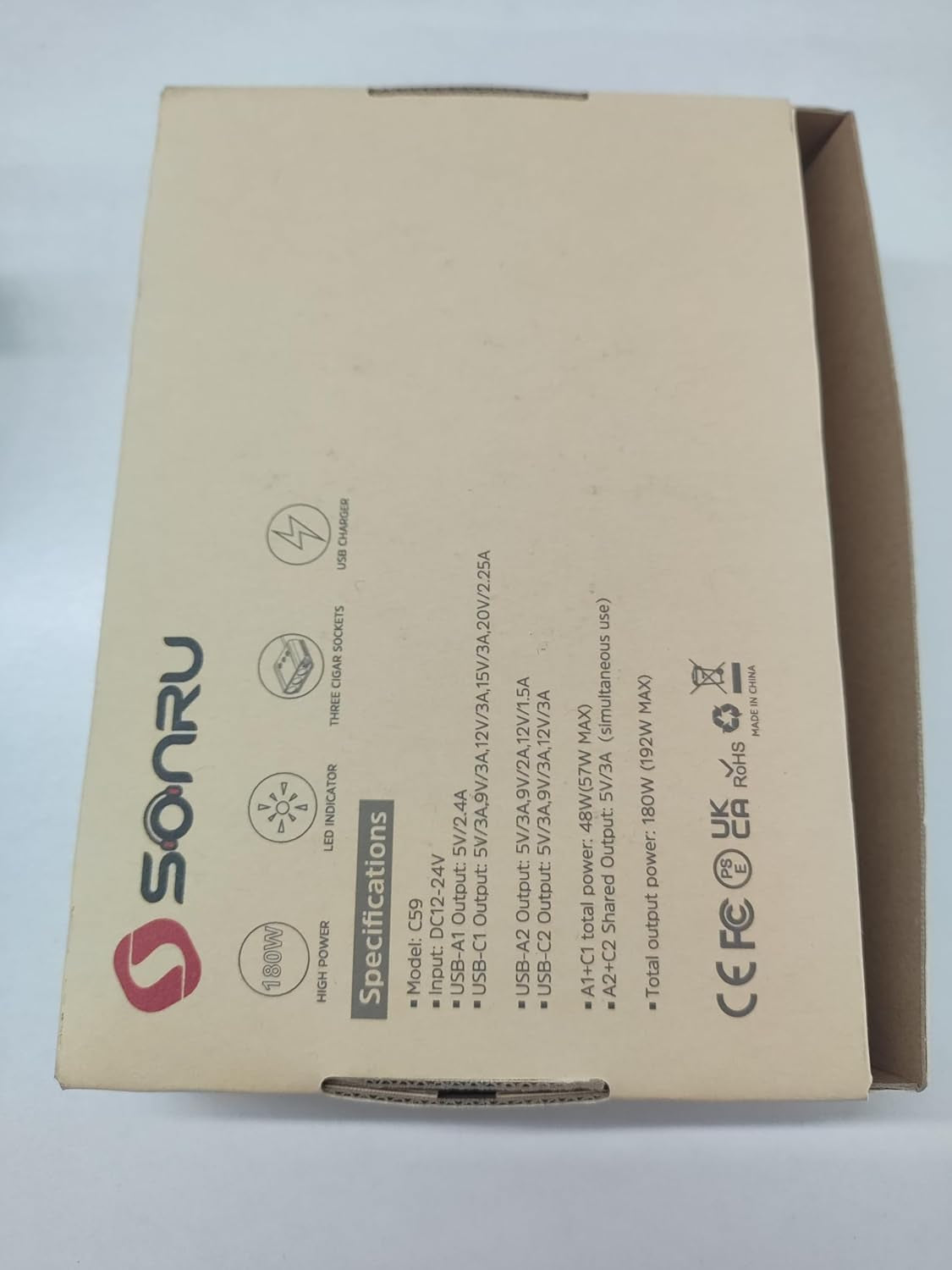 7 in 1 Cigarette Lighter Splitter,  180W (Max 192W) 3-Socket Car Cigarette Lighter Adapter with Dual PD 36W/QC3.0 Fast Charging (3.7FT Cable) 12V/24V Independent Switches & LED Voltage Display