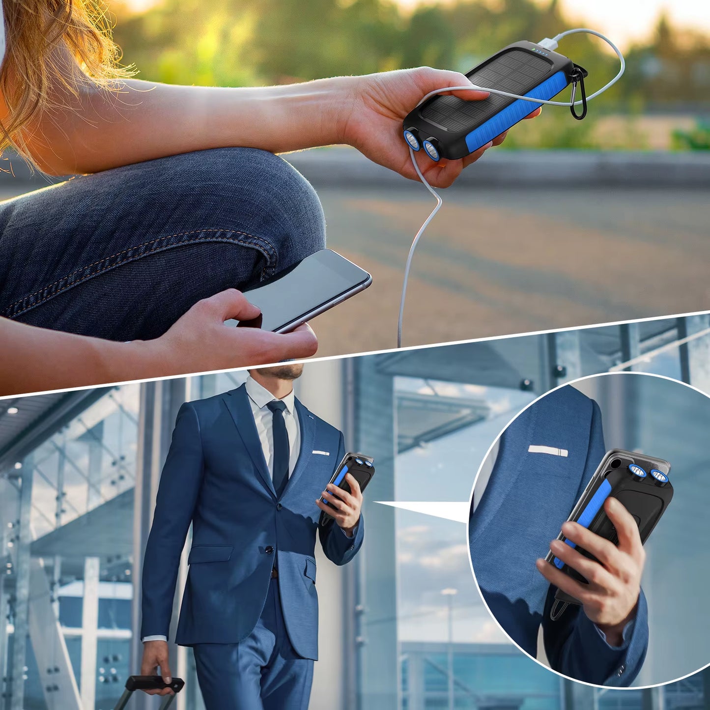 Waterproof Outdoor Solar Power Bank 10000Mah Dual USB Travel Outdoor Solar Mobile Phone Charger Solar Powerbanks for Camping