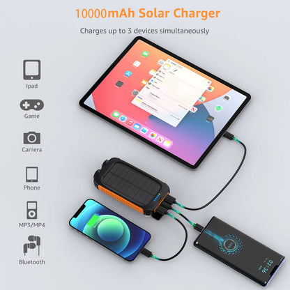 Waterproof Outdoor Solar Power Bank 10000Mah Dual USB Travel Outdoor Solar Mobile Phone Charger Solar Powerbanks for Camping